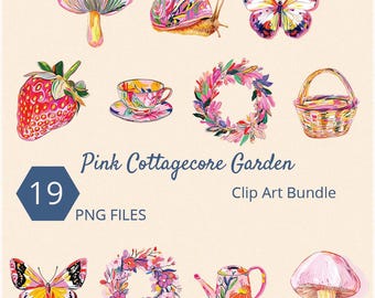 Cottagecore Garden Clip Art Bundle: Floral PNG Images (Digital Download)