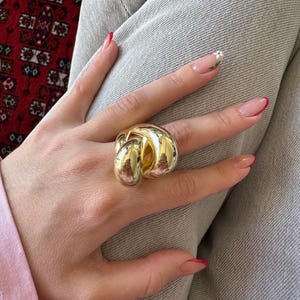 Chunky Gold Statement Ring – Bold Sculptural Jewelry, Oversized Modern Ring Gift for Her