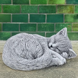 Curled kitty sculpture Concrete kitten figurine Stone sleeping cat statue Outdoor kitten decoration Memorial cat ornament Cat lover gift