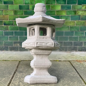 Japanese pagoda statue Concrete lantern pagoda sculpture Stone lantern figurine Concrete Asian decoration Handmade pagoda Zen garden art