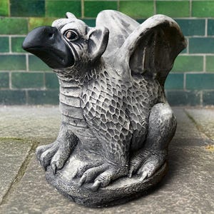 Stone dragon statue Concrete gothic dragon figurine Outdoor animal ornament Cement wildlife decoration Dragon lover gift Handmade dragon