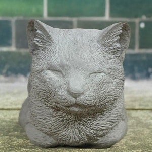 Figura de gato de cemento, animal de exterior, estatua conmemorativa de piedra para mascotas para jardín, escultura de hormigón de gatito durmiendo, adorno para decoración de patio, regalo