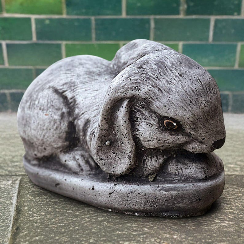 Stone Rabbit Statues Concrete Rabbit Sculpture Stone Bunny Statue Outdoor Animal Figurine ...