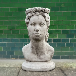 Elegant woman bust statue Large female head sculpture Concrete lady ornament Cement art decoration Handmade woman bust figurine Lover gift