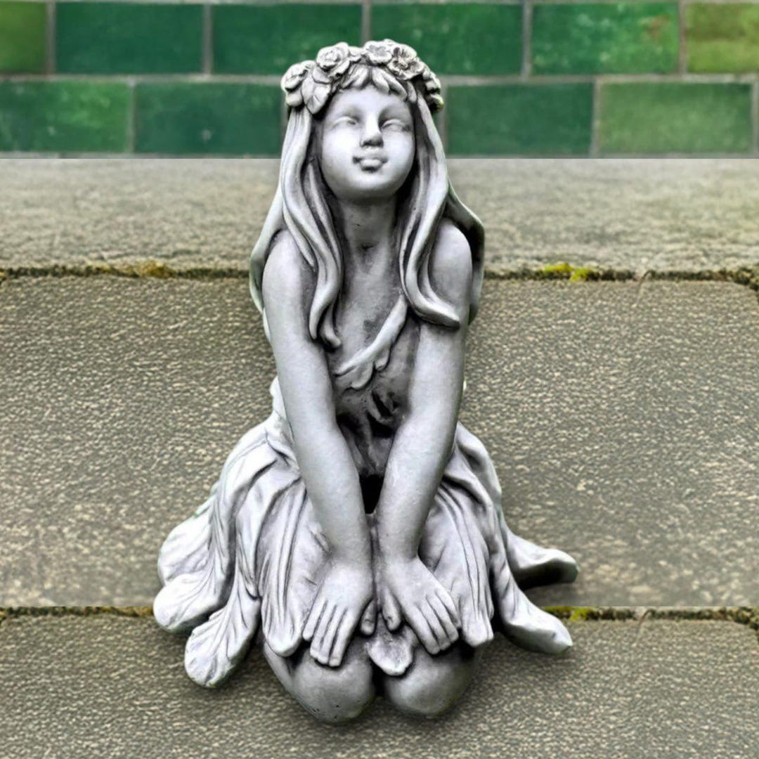 Concrete Fairy Sculpture Garden Nymph Statue Handcrafted Stone Girl ...