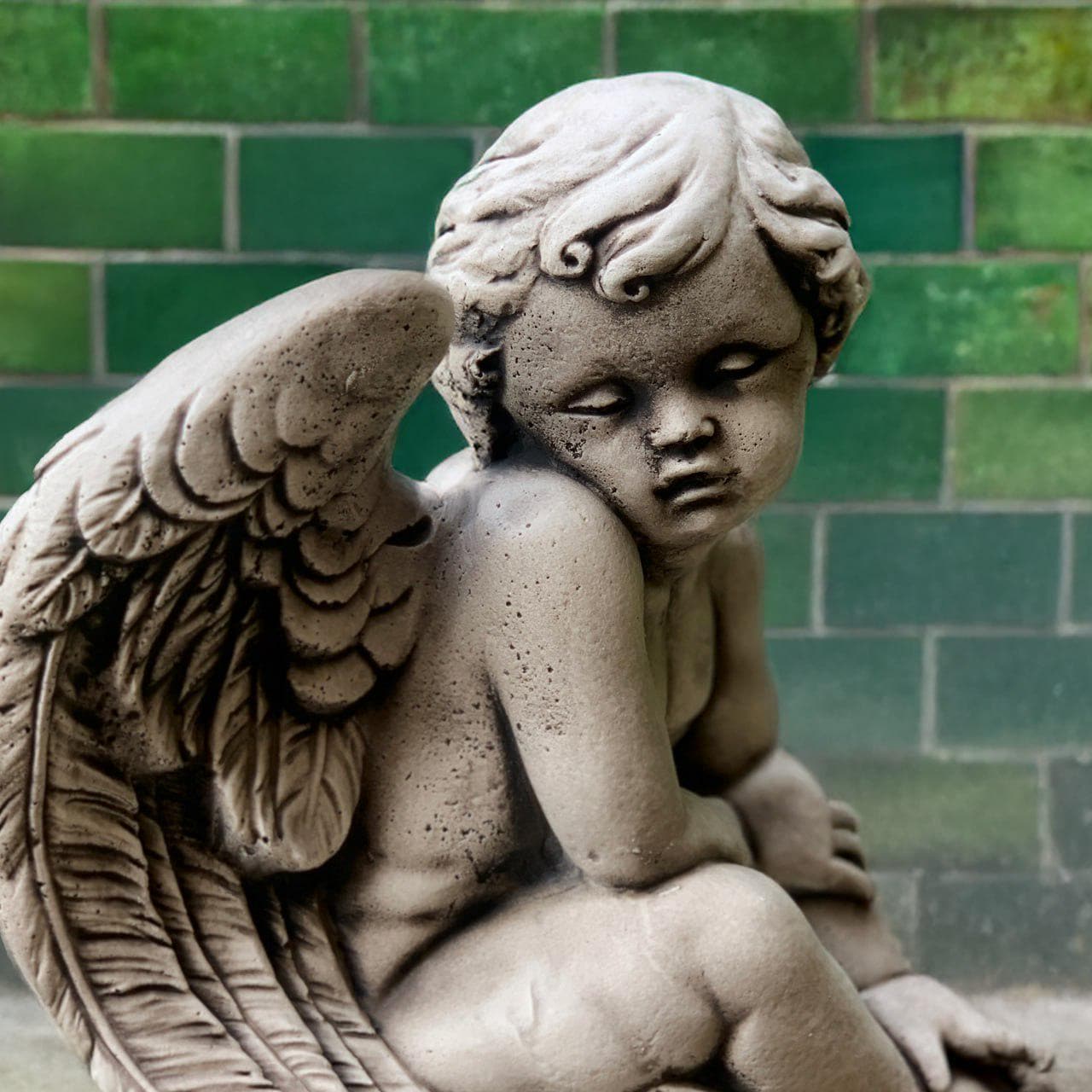Concrete Baby Angel Figurine Stone Angel Statue Outdoor Memorial ...