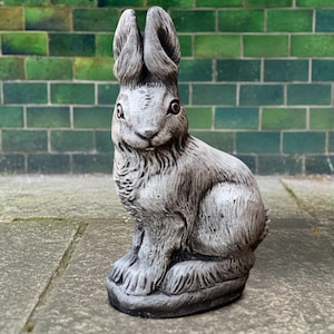 Amazing rabbit statue Outdoor bunny figurine Cement animal sculpture Stone farm ornament Concrete pet decoration Bunny lover gift Yard art
