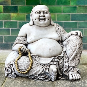 Massive buddha statue Smiling buddha sculpture Outdoor Japanese ornament Concrete Asian decoration Buddha lover gift Zen garden figurine