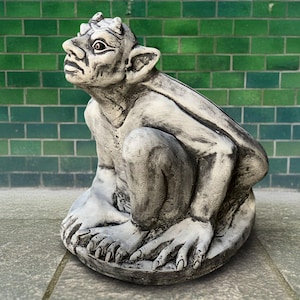 Gothic gargoyle statue Concrete gothic gargoyle figurine Stone monster sculpture Garden demon ornament Front door decoration Yard art