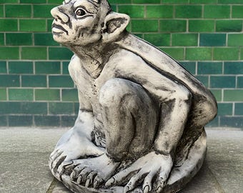 Gothic gargoyle statue Concrete gothic gargoyle figurine Stone monster sculpture Garden demon ornament Front door decoration Yard art