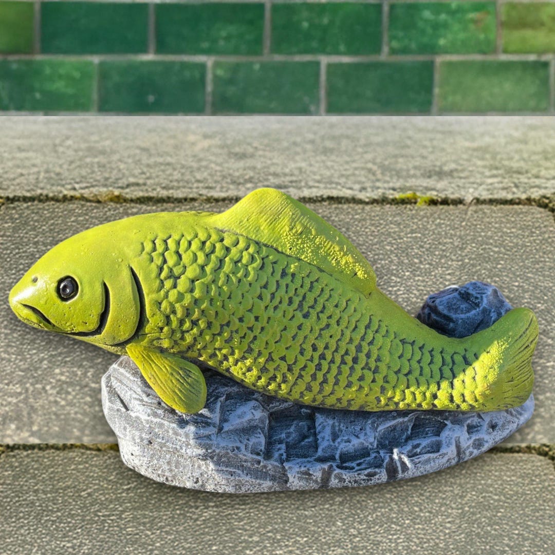 Concrete Koi Fish Sculpture Garden Stone Fish Statue Outdoor Fish ...