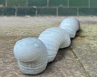 Stone worm statue Concrete worm figurine Cute garden sculpture Handmade worm ornament Outdoor worm decoration Front door art gift