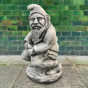 Funny man on toilet statue Concrete sitting man sculpture Humorous garden ornament Outdoor man figurine Handmade man decoration Lover gift