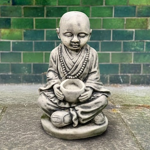Large Buddha figurine Concrete Japanese Buddha with pot sculpture Zen garden decor Outdoor Buddha ornament Front door statue Meditation art