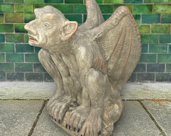 Concrete gargoyle statue Stone gothic gargoyle sculpture Outdoor guardian gargoyle ornament Garden gargoyle figurine Handmade gargoyle art