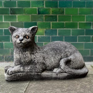 Fantasy cat sculpture Concrete kitty statue Relaxing kitten figurine Cement pet decoration Handmade cat statue Cat lover gift Yard art