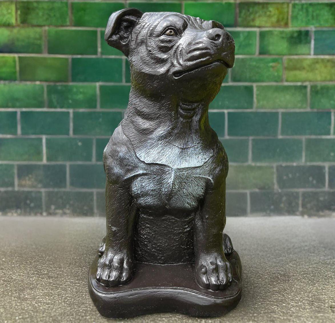 Large Bull Terrier Figurine Outdoor Staff Dog Sculpture Realistic