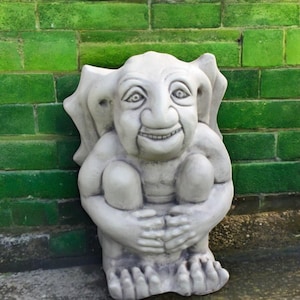Beton süße Wasserspeier Statue Stein freundliche Kreatur Figur Outdoor Fantasy Skulptur Garten Wächter Dekor Wunderliches Garten Ornament Geschenk