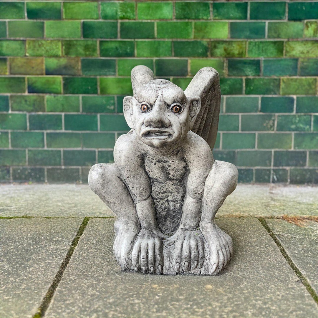 Garten Deko Gremlin STEINGARTEN GARGOYLE GOBLIN TEUFEL GREMLIN GEFLÜGELTE GOTISCHE Gargoyle Groß