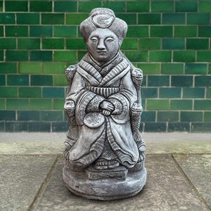 Japanese woman sculpture Concrete Asian woman decor Cement chinese woman ornament Handmade woman statue Lover gift Zen garden figure