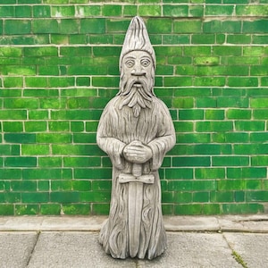 Beton Waldwächter Statue Stein Krieger Figur mit Schwert Zement mythische Skulptur Outdoor Garten Verzierung Fantasy Hof Dekor Geschenk