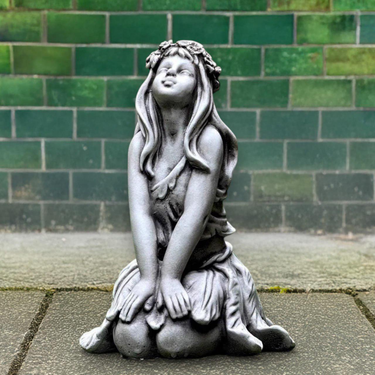 Concrete Fairy Sculpture Garden Nymph Statue Handcrafted Stone Girl ...