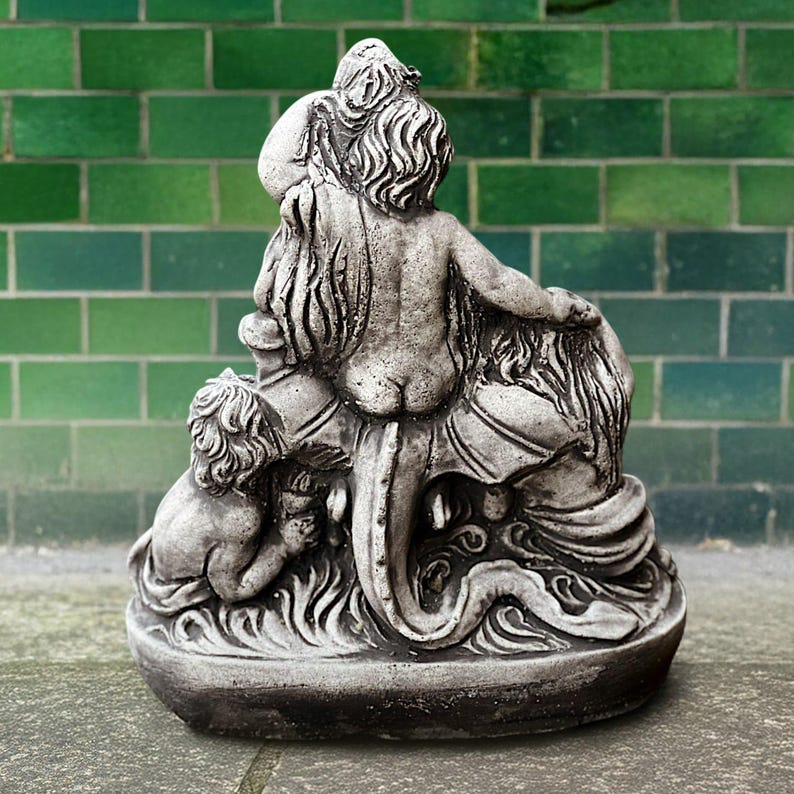 Concrete Cherub Fountain Statue Garden Angel Children Sculpture Stone ...