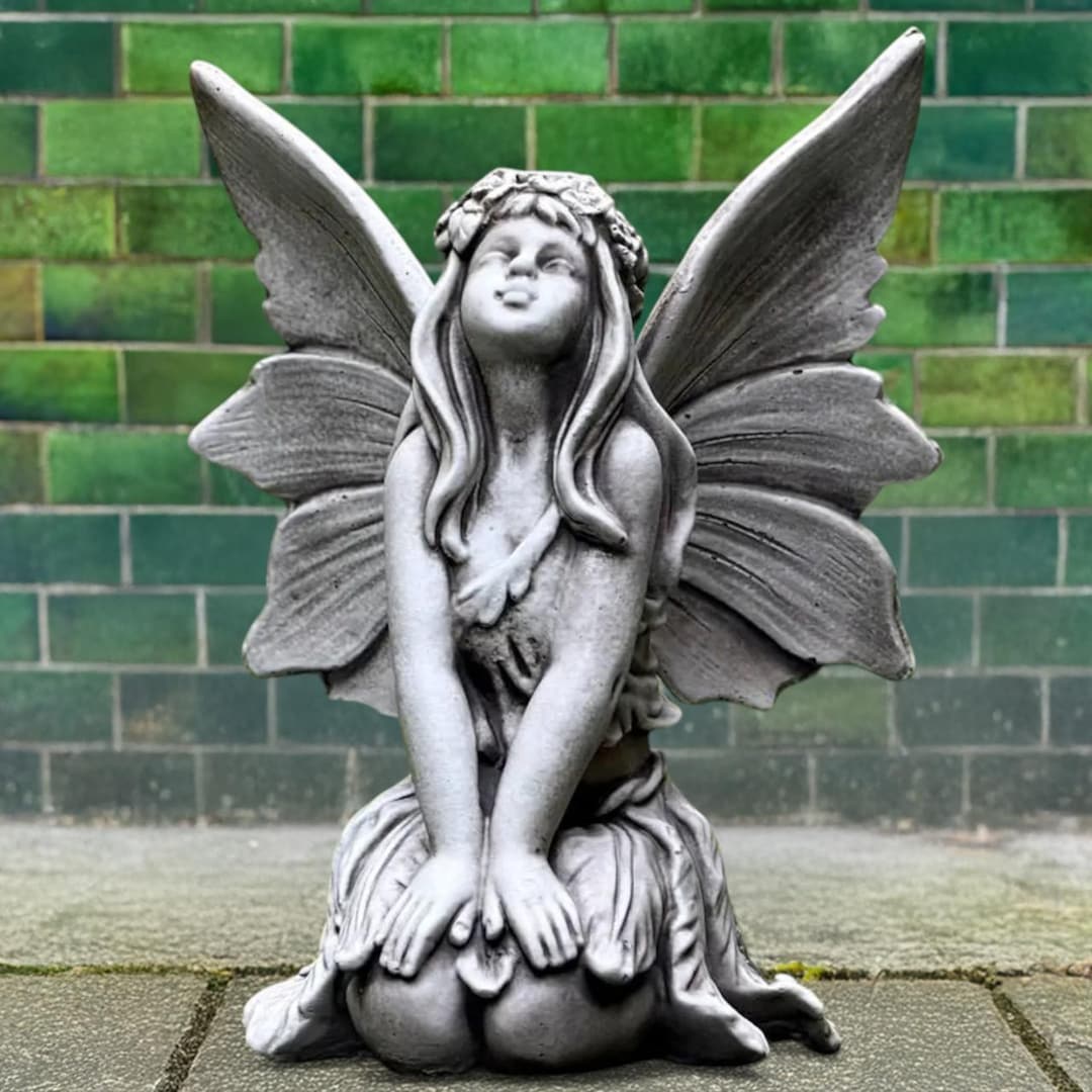 Enchanted Fairy Sculpture Concrete Garden Nymph Figurine Stone Elf ...