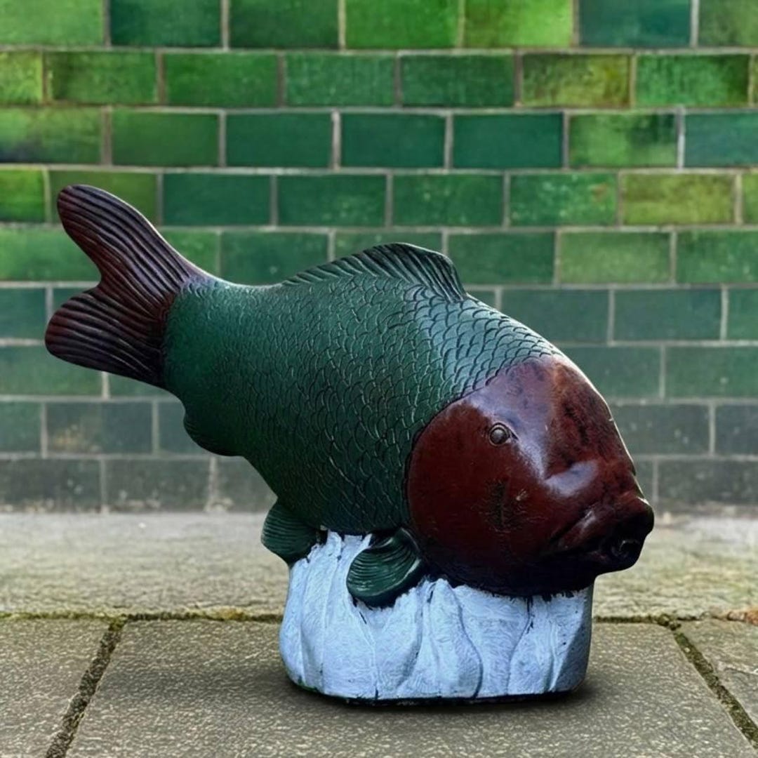 Concrete Fish Figurine Cement Fish Sculpture Outdoor Stone Fish ...