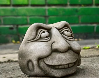 岩の顔 - 悪を言わない - 面白い顔の庭の石の装飾 - Etsy 日本