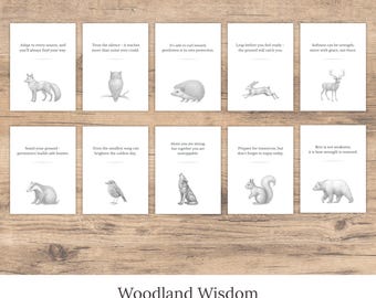 Tarjetas de Afirmación de Animales del Bosque - Set de Recuerdo de Bolsillo (Descarga Digital)