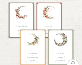 Moon Phase Spiritual Reflection Cards Printable, 3x4 Affirmation Set – Digital Download