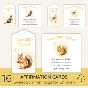 Sommerliche Affirmationskarten & Tags, Waldtiere, Positive Botschaften für Kinder, druckbare von der Natur inspirierte Ermutigungsnotizen