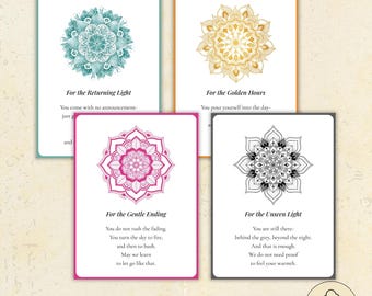 Sun Spiritual Reflection Cards Printable, 3x4 Affirmation Set – Digital Download