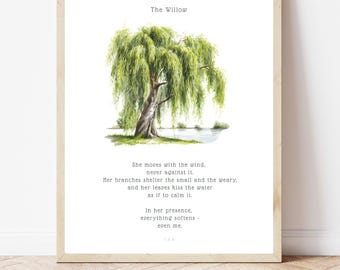 Willow Tree Print, Botanical Wall Decor 8x10 & A4, PDF and JPEG