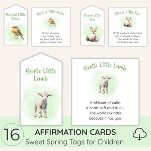 Frühlingstier Affirmationskarten & Tags, Waldkreaturen, Positive Botschaften für Kinder, druckbare von der Natur inspirierte Ermutigungsnotizen