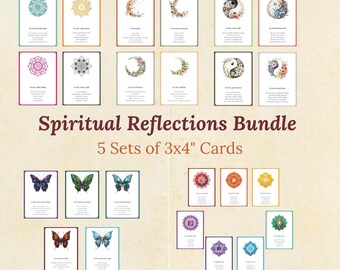 Spiritual Reflections Card Bundle, Sun Moon Chakra Elements, 3x4 Affirmation Set – Digital Download (24 prints)