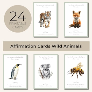 Tarjetas de afirmación sobre la vida silvestre, para aumentar la confianza, descarga directa, para escuelas, profesores y terapeutas TNWAA02