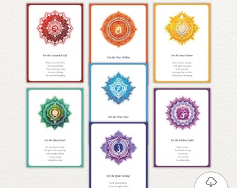 Chakra Spiritual Reflection Cards Printable, 5x7 Affirmation Wall Art – Digital Download
