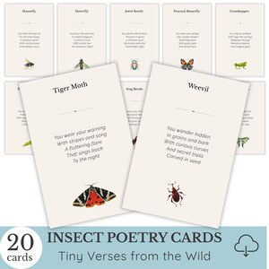 Winzige Verse aus der Wildnis – Insekt Poesie Karten, Käfer Gedichte, Naturinspirierte Mini Wandkunst für Kinder & Erwachsene TVW01