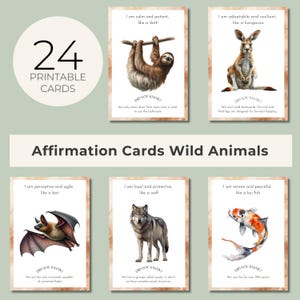 Affirmation Cards Wild Animals, Nature-Inspired, Nature-Themed, Educational, Kids' Confidence TNWAA01