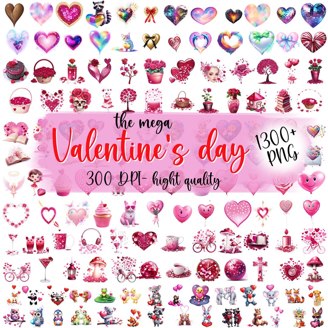 1300 Valentines Bundle Png, Valentine Mega Bundle Png, Valentine ...