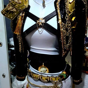 Traje dorado de Rumi para niños, del cosplay de KPOP DEMONHUNTERS