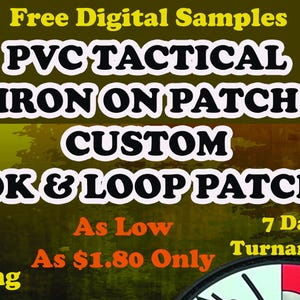 May include: Three iron-on patches with custom designs. The patches are made of PVC and have a hook and loop backing. The designs include a skull and wasp, a tiger with wings, and a tiger with wings and the text "1968".