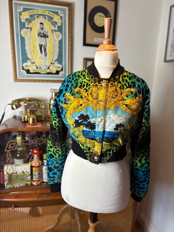 Vintage Versace H&M Bomber Jacket – Baroque Leopard Print, Unisex