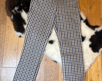 Vintage aquascutum bruine gingham-broek | Y2K designer geruite broek | Op maat gemaakte broek met rechte pijpen uit de jaren 90