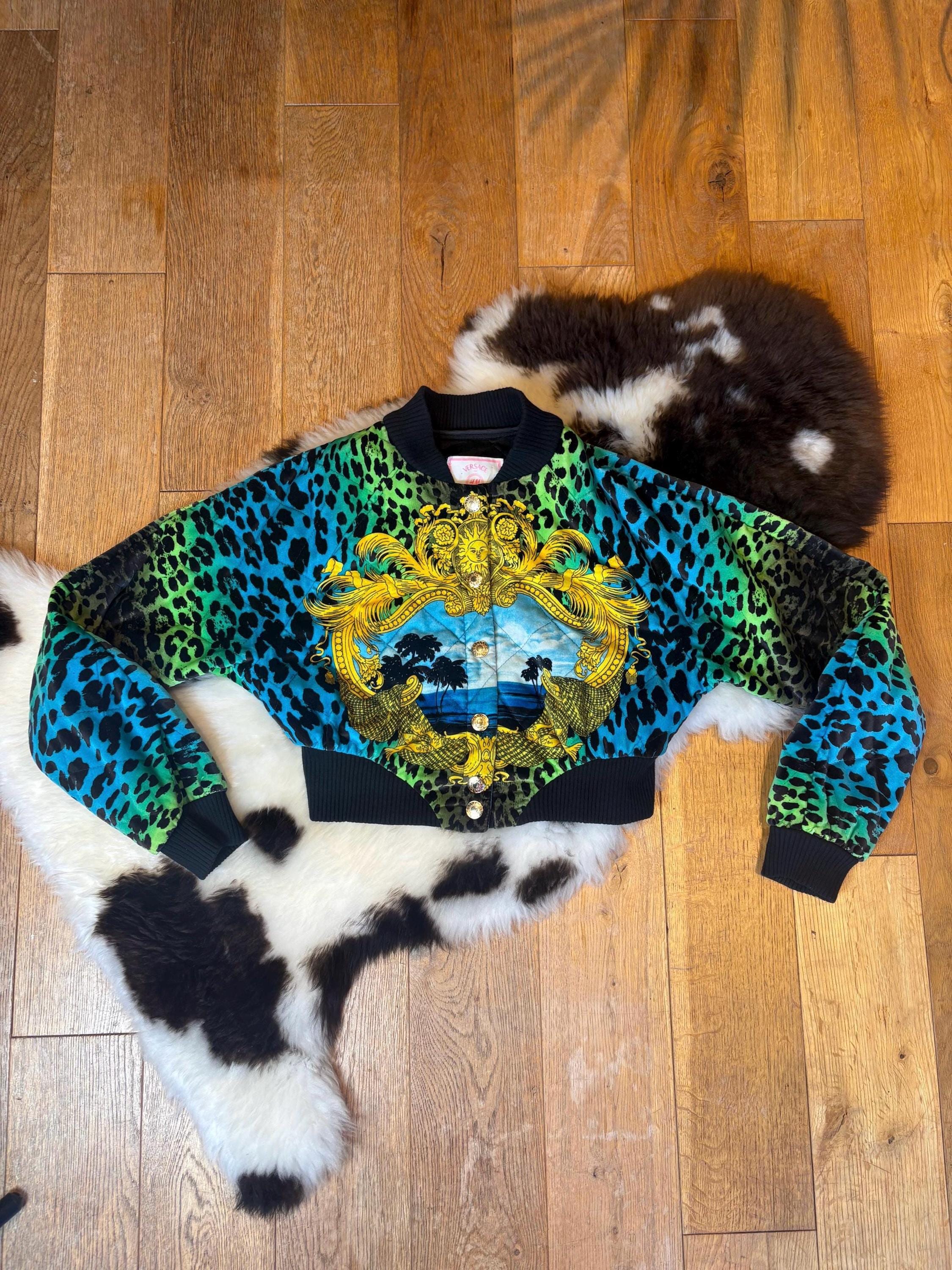 Vintage Versace H&M Bomber Jacket – Baroque Leopard Print, Unisex