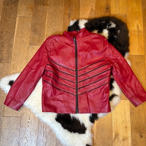 Vintage Red Leather Jacket – Retro Michael Jackson “Thriller”-Inspired Style