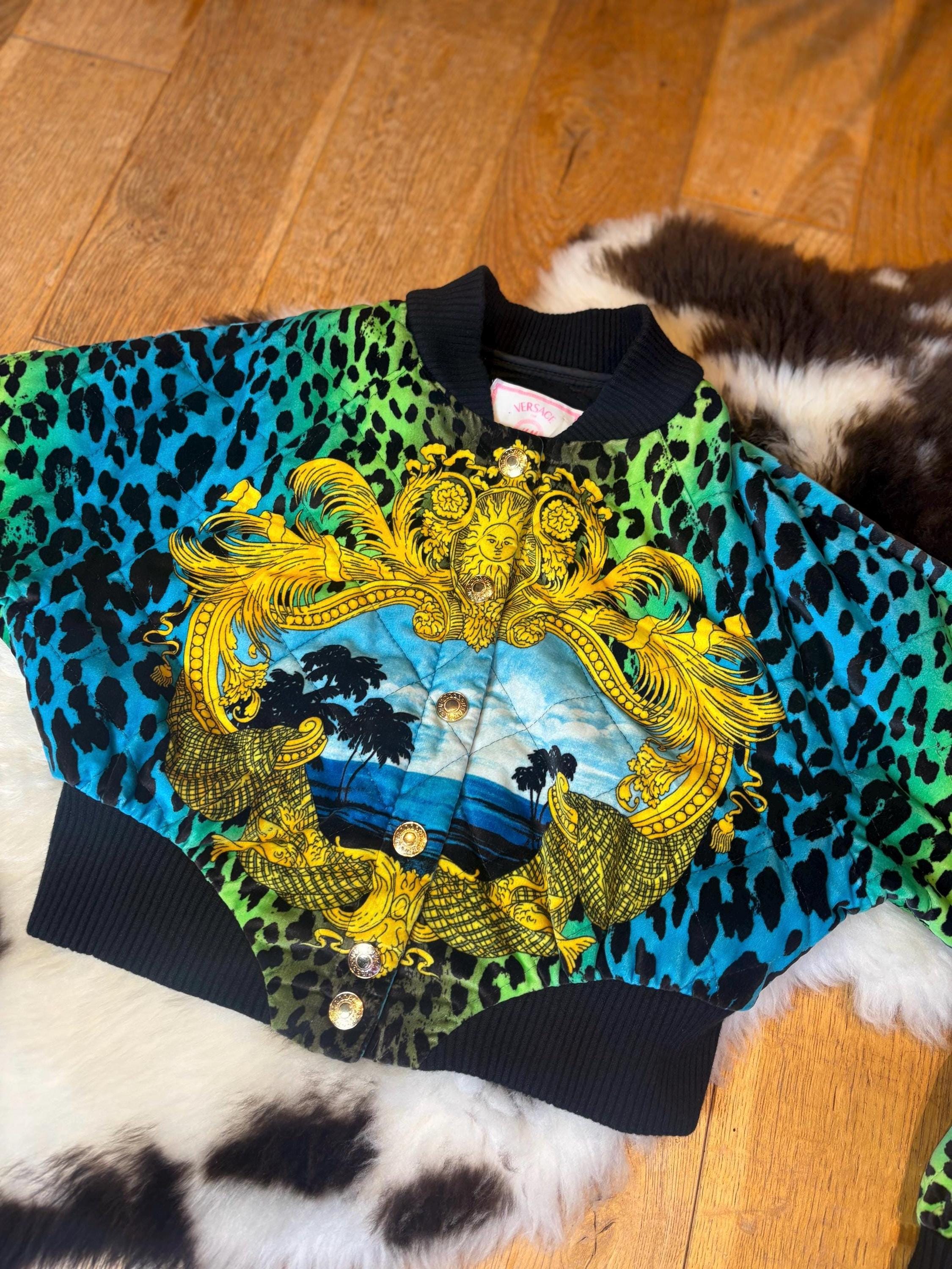 Vintage Versace H&M Bomber Jacket – Baroque Leopard Print, Unisex