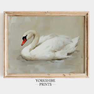 Vintage Swan Print: Antique Farmhouse Nursery Wall Art (Digital Download)